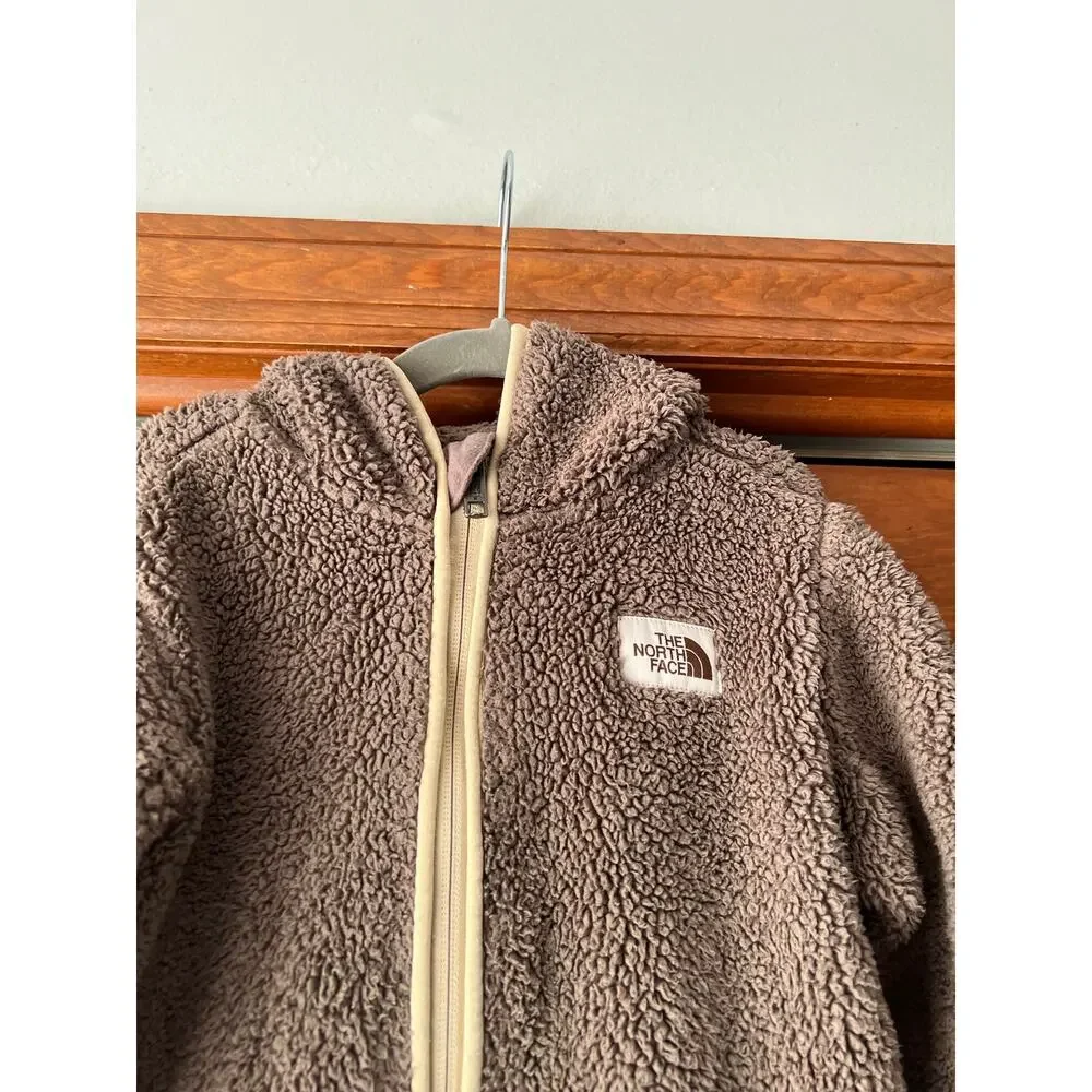The North Face Kids Sherpa Fleece Zip Hoodie Neutral Taupe Brown Size 5